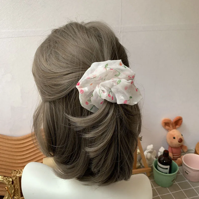 

1PC Korean Print Scrunchies Elastic Hair Bands 2021 New Women Girls Hair Accessories Ponytail Holder Hair Ties Rope