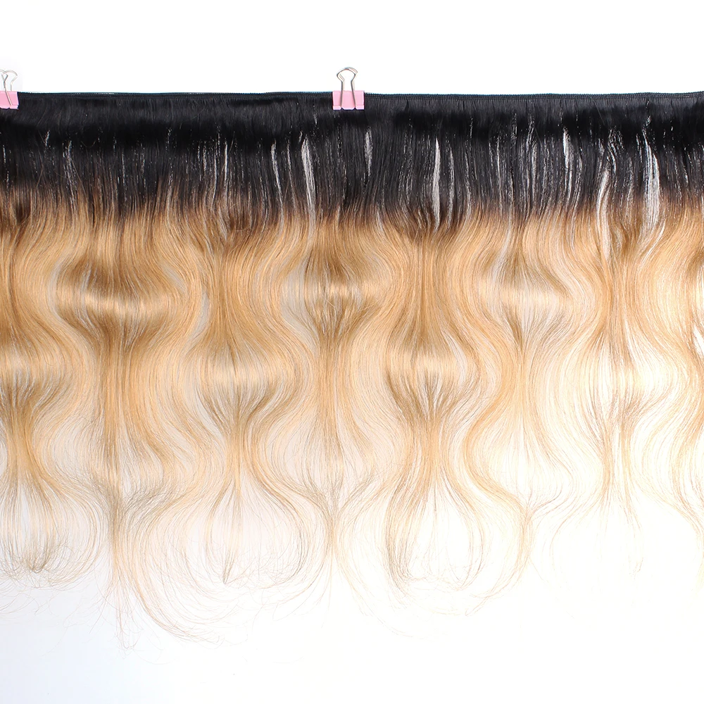 MOGUL HAIR T 1B 27 Омбре медовый блонд индийский тело вьющиеся накладные волосы 3/4 пучки не Реми человеческие волосы переплетения пучки 10-24 дюймов