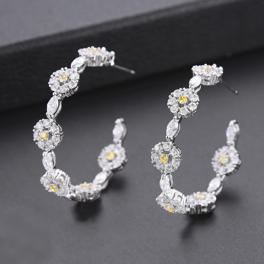 

LARRAURI Luxury Cubic Zirconia Earrings For Women Accessories Gift Fashion Jewelry High Quality Trendy Simple Hoop Earrings