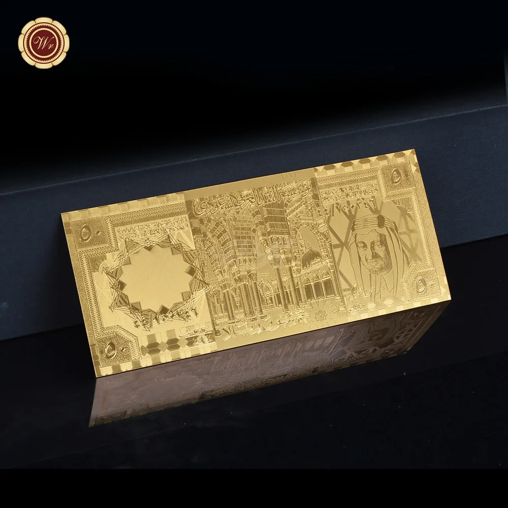 gold 50 WR 5 шт./партия,, наборы золотых банкнот из Саудовской Аравии, 20-500, саудовская риял, поддельные бумажные банкноты, Подарочный товар, Прямая поставка - Color: gold 50