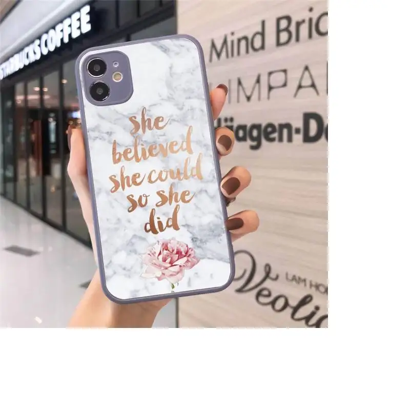 

Marble Letter fashion modern Phone Case Matte Transparent for iPhone 7 8 11 12 s mini pro X XS XR MAX Plus cover funda