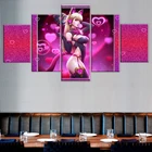 Домашний декор, искусственные принты, холст, 5 шт., модульные кошачьи уши, D.Va Overwatch, игра, гостиная, декоративная картина в рамке