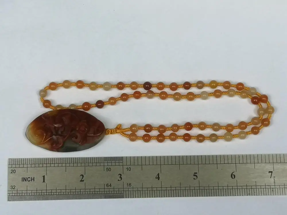 

YIZHU CULTUER ART 100% Natural Hand-carved Chinese Jade Necklace Pendant Chinese Zodiac Lovely Monkey Trinket Gift