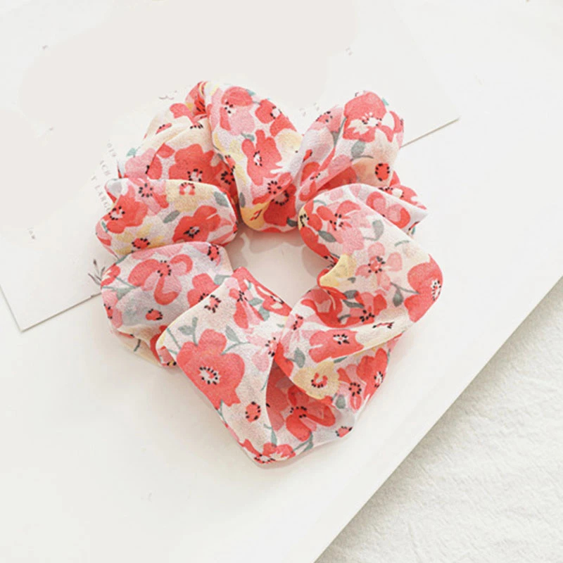 

Hair Scrunchies Women Girls Hair Ring Headwear Elastic Rubber Bands Hair Tie Hair Accessories Soft Chiffon Floral
