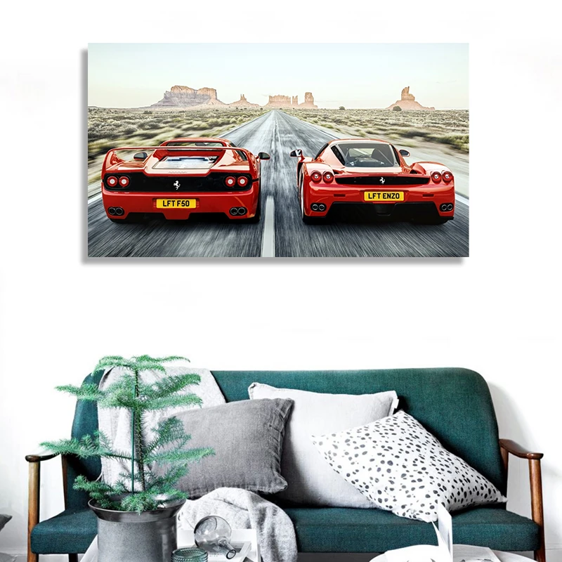 

Decorative painting canvas art red sports car poster decoration Ferraris F50&Enzo HD print photo wall picture living room decora