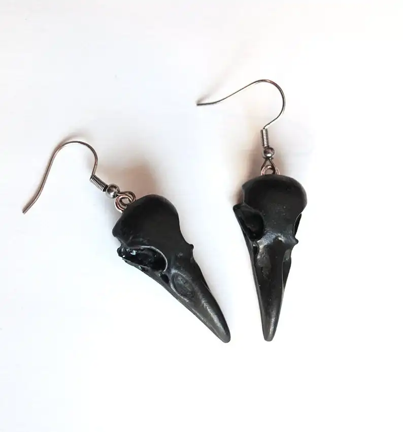 

Mini Raven Skull Earrings,Resin Bird Skull,goth Skull Jewelry,Magic Skull Gift