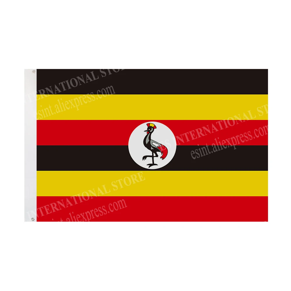 

Uganda Flag National Graphic Custom Printed Hanging Banner Design Outdoor Party Polyester Shaft Cover Grommets 3X5FT 90X150CM