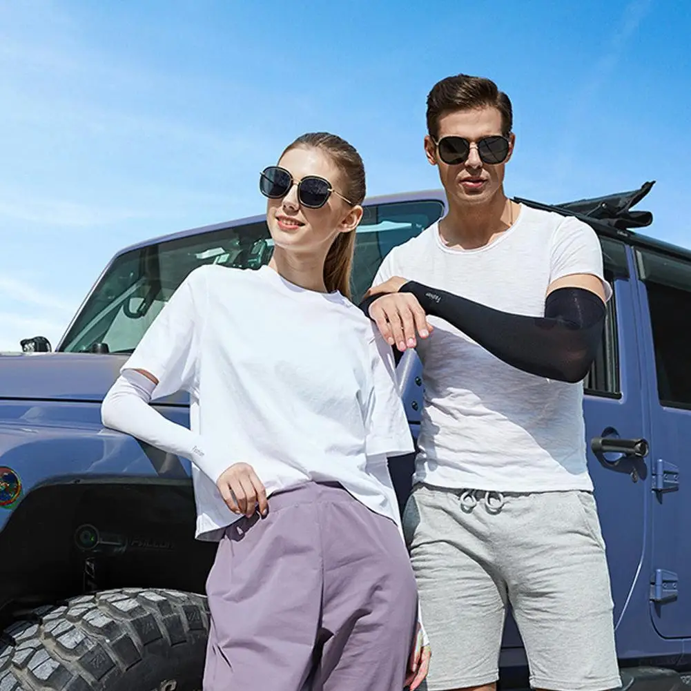 

1pair Ice Silk Sunscreen Sleeves For Men Women Summer Riding Icy Sleeves for Outdoor Sports Travel Arm Cover Sunshade Breathable