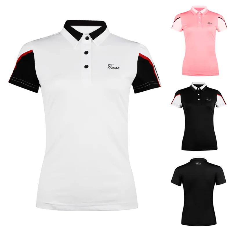 

Hot Autumn Golf Wear Women Golf Dress Slim Casual T-shirt Short Sleeve Sport Ground Breathable Anti-uv Top Clothing