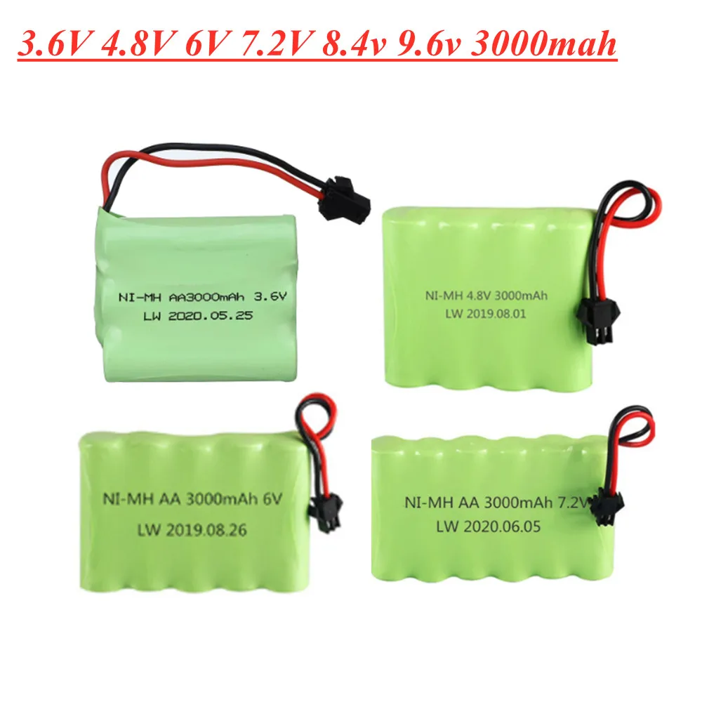 3 6 V 4 8 6V 7 2 v 9 3000mah NI MH AA Перезаряжаемые Батарея пакет для удаленного Управление