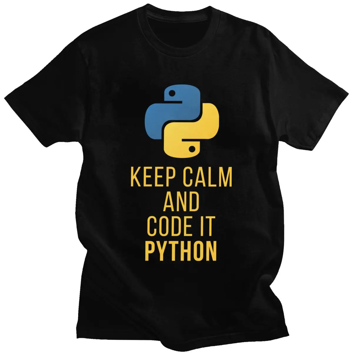 

Funny Python Developer T-shirt Men Short Sleeved Keep Calm and Coder it Tshirt Programmer Tee Shirt Cotton Tops for Coder Gift