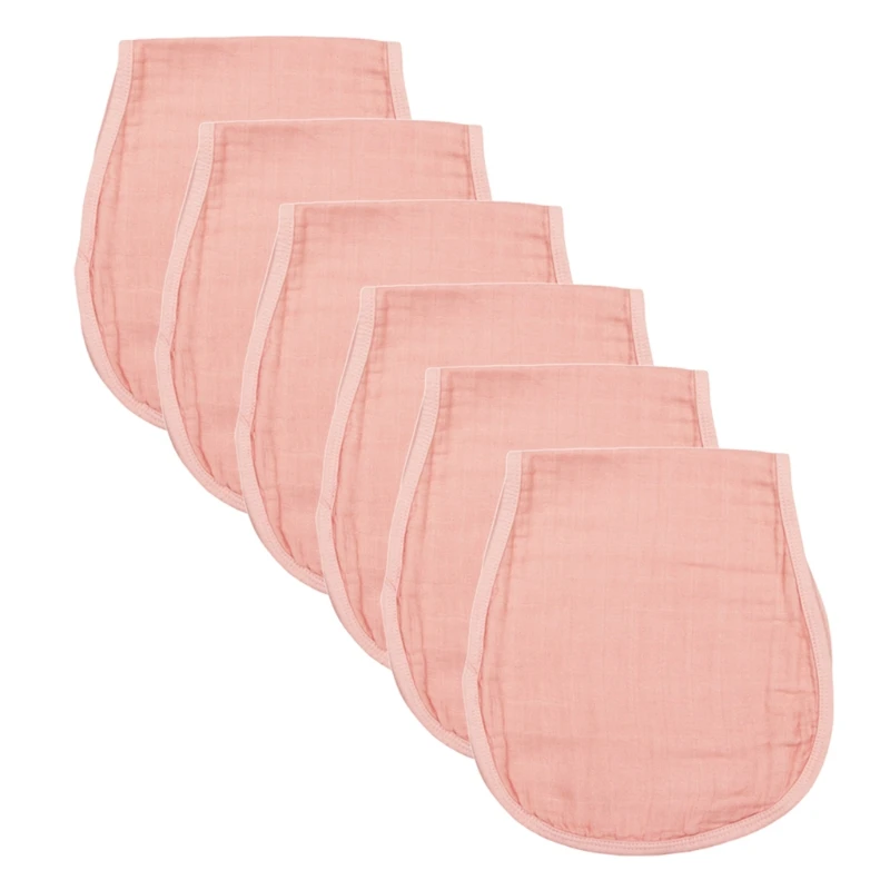 

40JC 6 Pcs Infants Washcloth Face Towels Baby Muslin Burp Cloth Solid Color Absorbent Saliva Towel Cotton Feeding Bibs