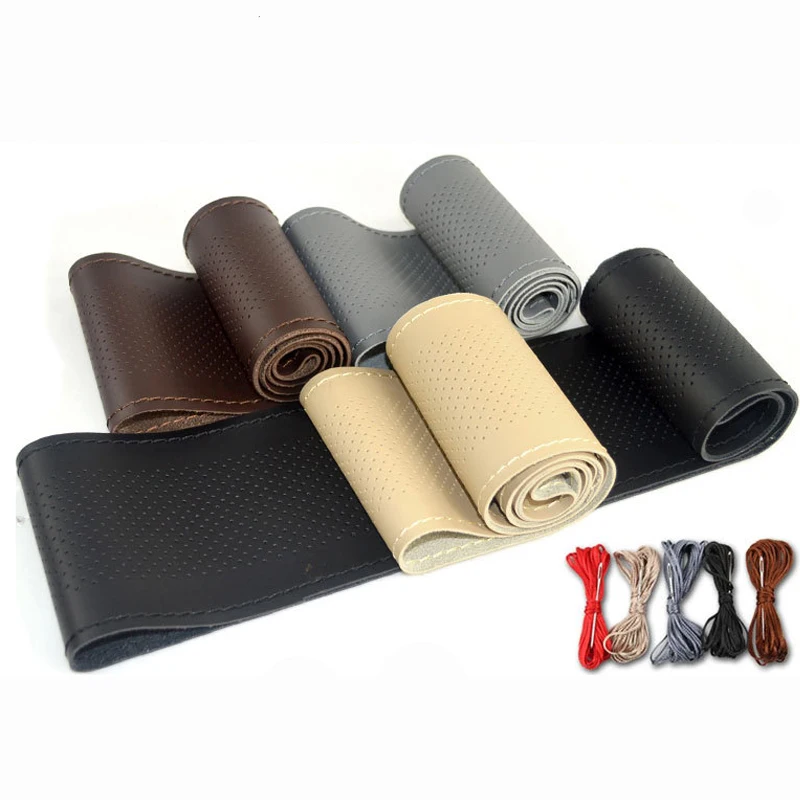 Оплетка для руля диаметром 38 см из микрофибры и кожи противоскользящая дышащая с