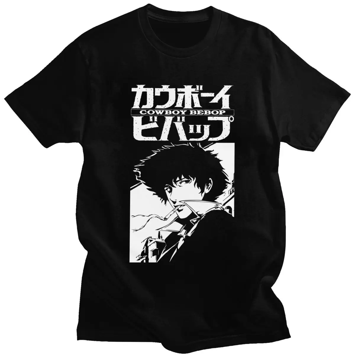 

Модные Винтажные мужские футболки Cowboy Bebop с коротким рукавом, потрясающая футболка с японским Аниме Манга, футболки из хлопка