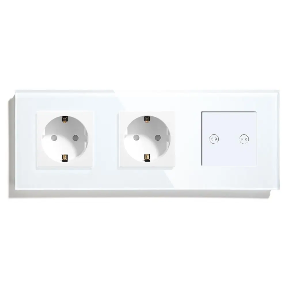 Двойная розетка с Wi Fi и переключателем для штор|Выключатели| |