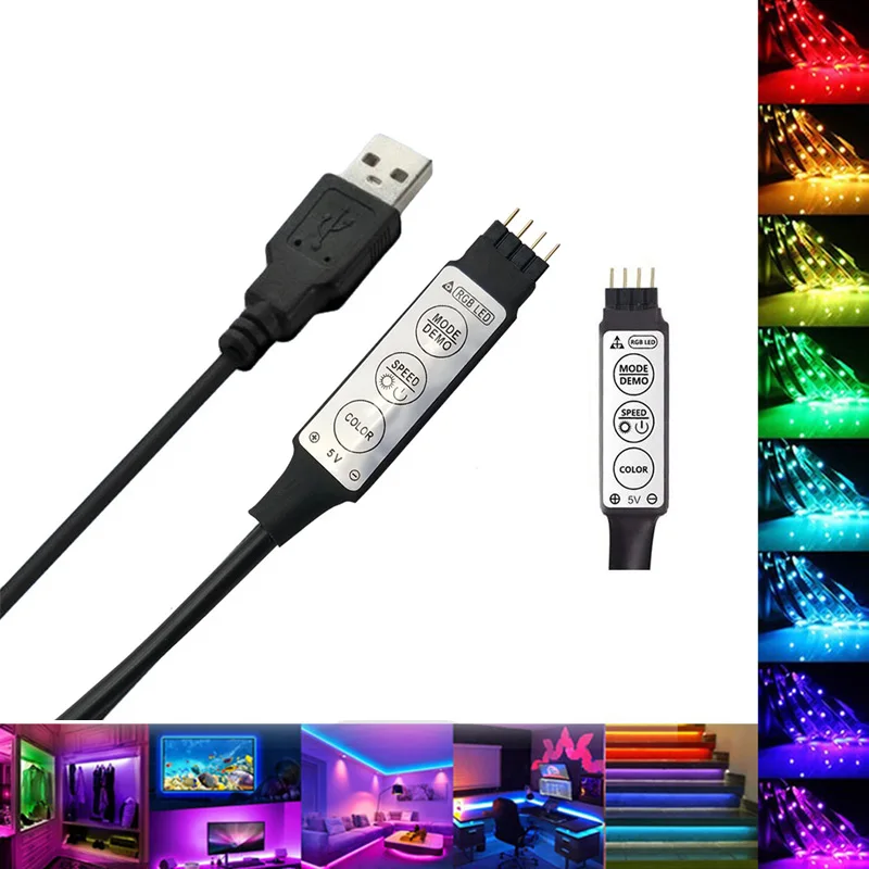 USB светодиодные полосы света 3 клавиши контроллер 1 м LED диммер для ТВ ПОДСВЕТКА DIY