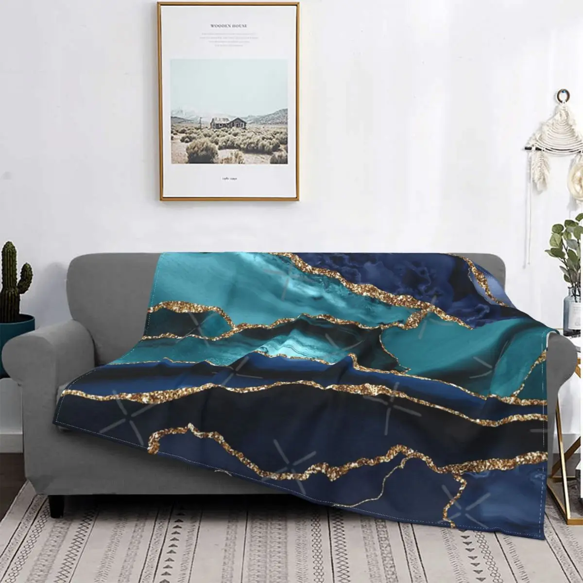 

Manta de mármol azul del océano Glamour, colcha para cama a cuadros, toalla, manta de playa, Sudadera con capucha, colchas para