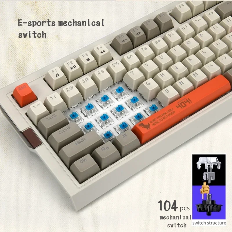 retro mechanical gaming keyboard blue switch two color sa ball keycap pbt keyboard usb wired gamer keyboard with rgb backlight free global shipping