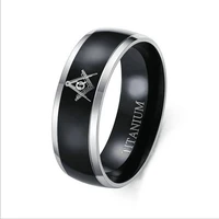 new titanium logo black ring ag masonic pattern rings for men gift titanium steel accessories on hand 2021 fashion jewelry