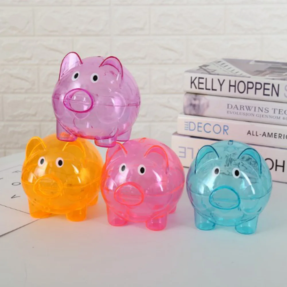 Hucha transparente de colores para beb&eacute;, Kawaii alcanc&iacute;a de dibujos animados, caja de juguetes para regalo para ni&ntilde;os y adultos-5