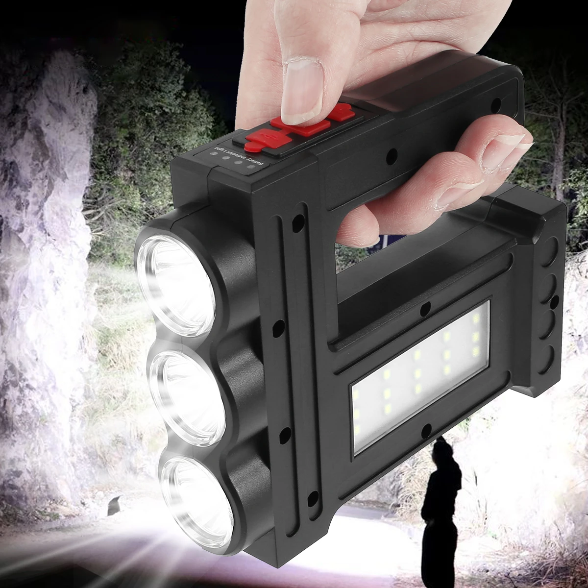 

Portable LED Flashlight Hand-held Spotlight Torch Lantern USB Rechargeable Searchlight Outdoor Camping Mountaineering Tent Light