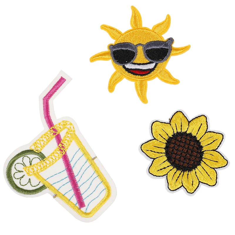 1 шт. футболка вышитая нашивка Подсолнух солнце металлическая аппликация патчи