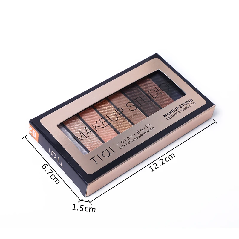 8 цветов блестящие мерцающие тени для век Палитра Земля/теплый макияж натуральные атласные пигмент