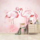 Настенная 3D-картина на заказ, современные обои с ручной росписью в виде фламинго, для спальни и детей