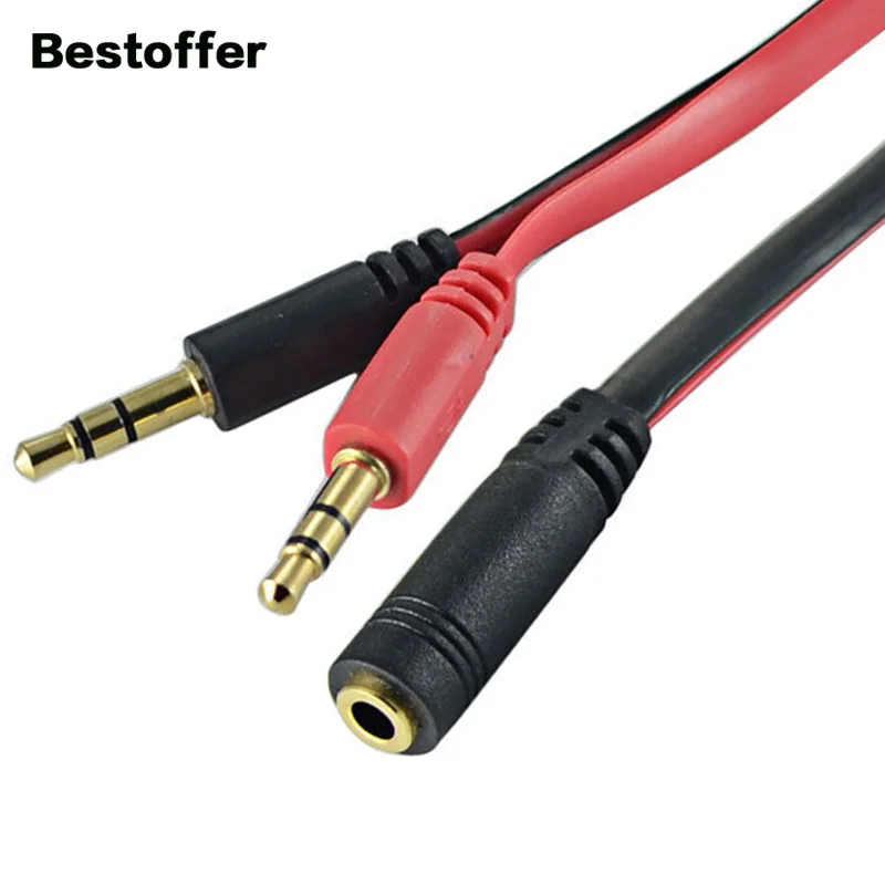 

1 Meter DC3.5mm AUX Audio Mic Y Splitter Cable Earphone Headphone 2 Male to 1 Female