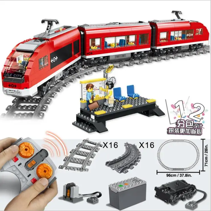 28032 Technic City Высокоскоростной Пассажирский поезд с моторным строительным блоком 763 шт кирпичи игрушки подарок совместим с 7638