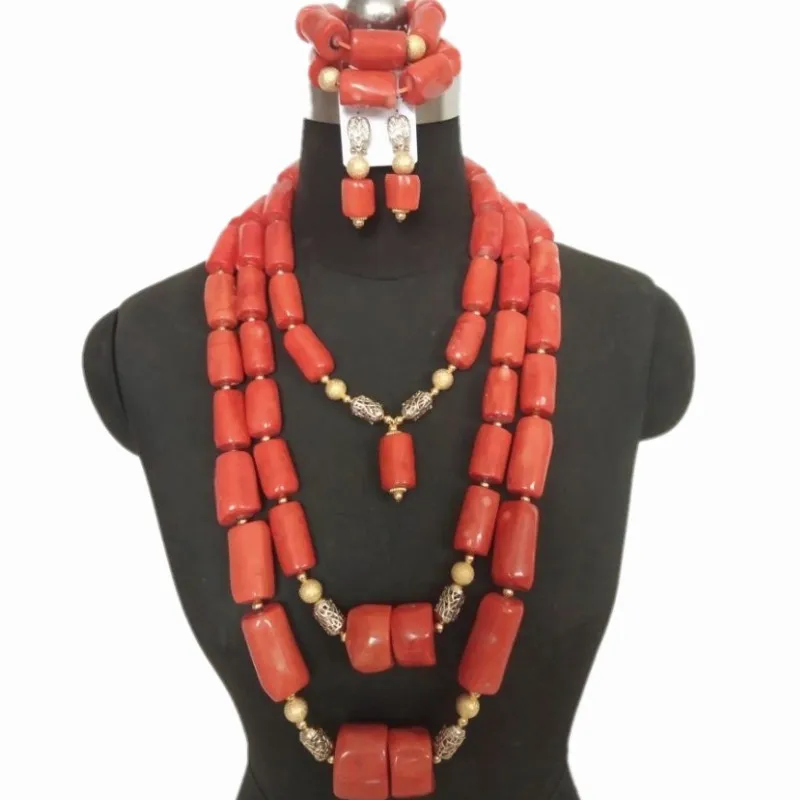Комплект ювелирных изделий из 4 12-22 мм коралловые бусины ожерелья для невесты в