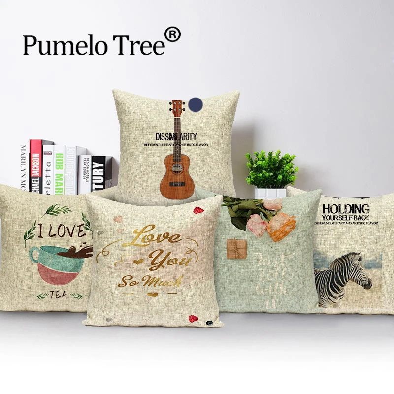 

Colorful Cartoon Cushion Cover Scenic Nordic Throw Pillow Case Decoration Letter Sofa Home Office Car Linen Pillow Funda Cojin