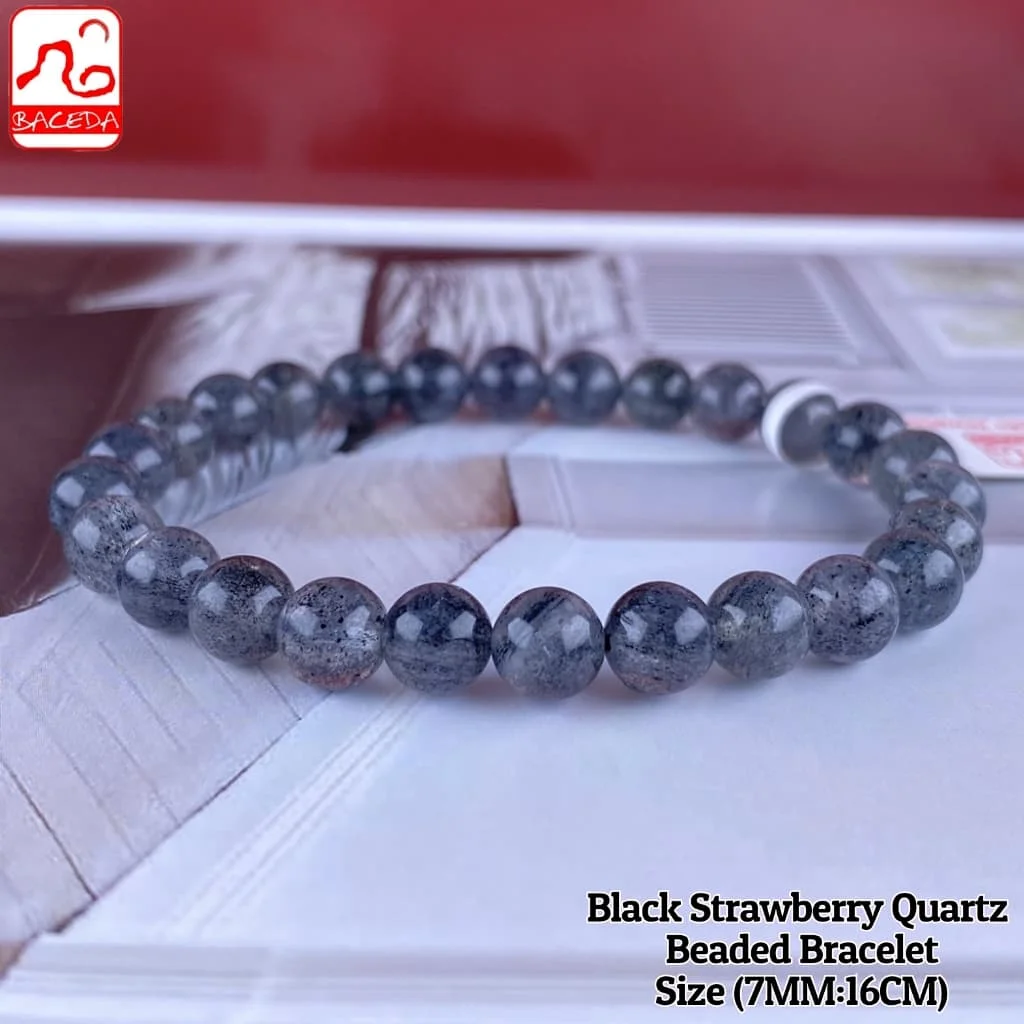 

Baceda Natural Crystals of Black Strawberry Quartz Bracelet is a powerful protective stone and comfort the energy of the body