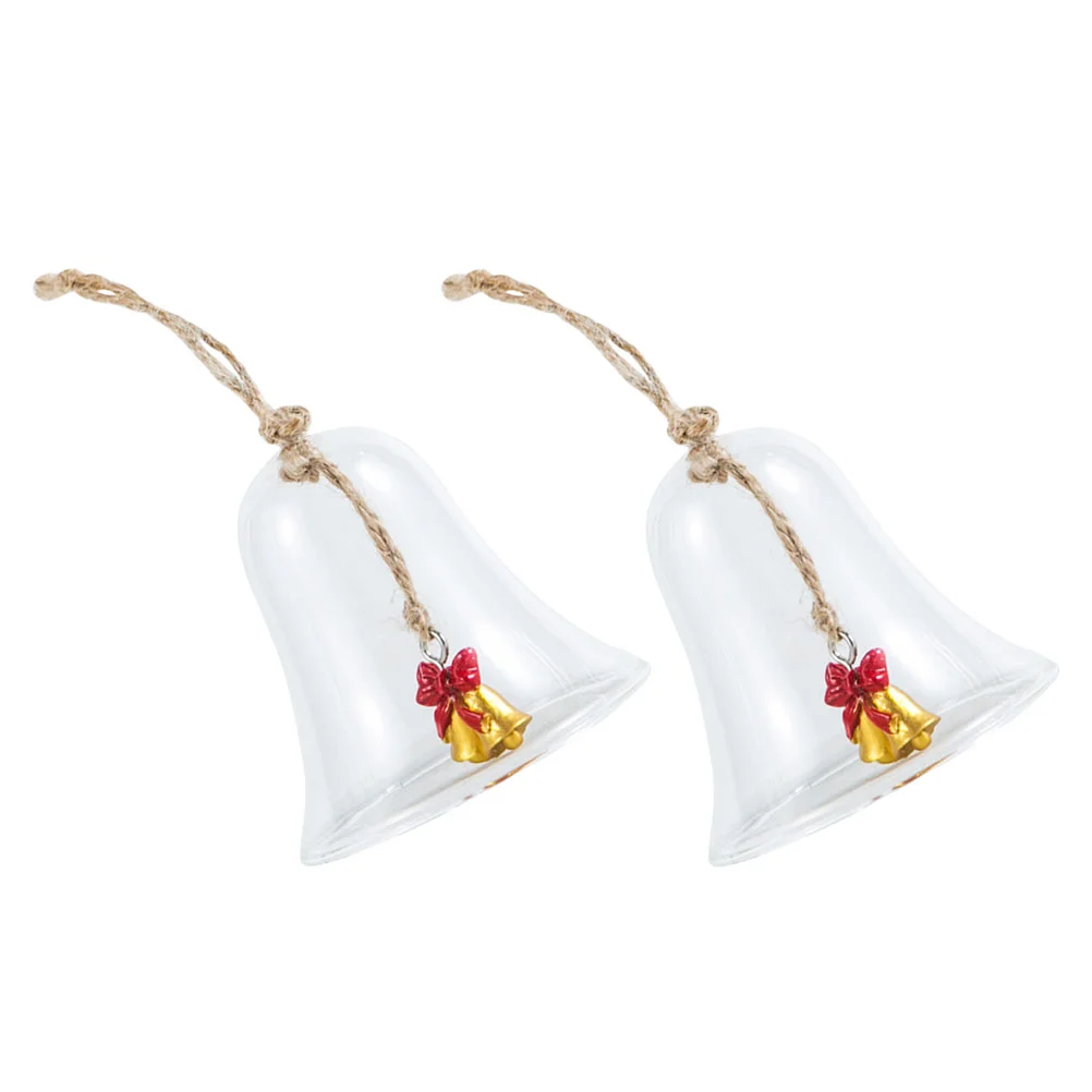 

2 Pcs Glass Bell Hanging Pendants Christmas Tree Hanging Ornaments Xmas Decor