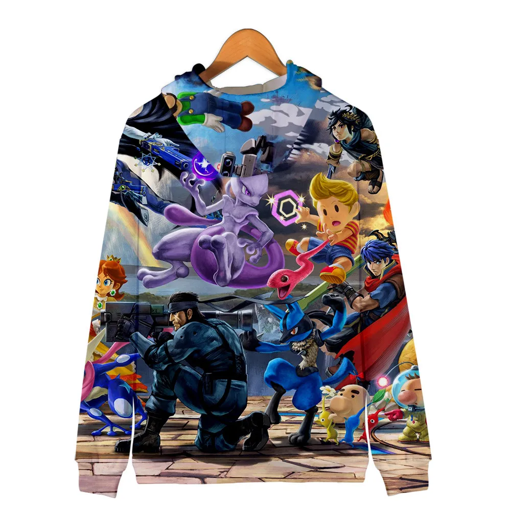 Супер Марио Bros. 3D Толстовка с капюшоном, флисовая толстовка Super Smash Bros, толстовки Harajuku, мужской спортивный костюм, хип-хоп куртка на молнии, пальто, одежда