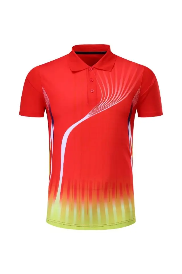210 red Professional team game custom Quick dry Badminton shirt Men/Women, Tennis t-shirts,sports golf Polo shirt, pingpong t-shirt - Цвет: 210 red