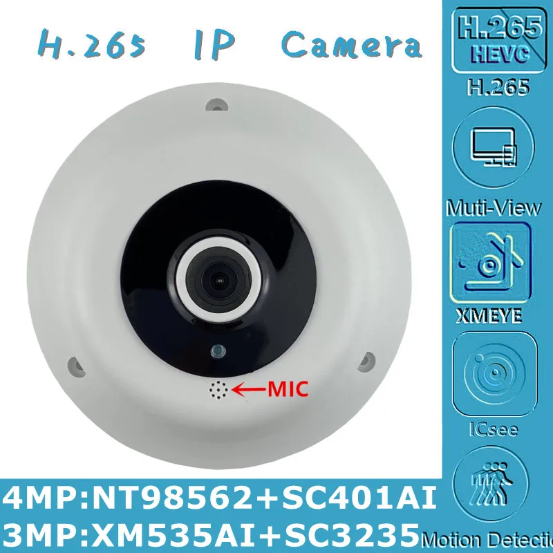 Встроенный микрофон 4/3 Мп панорамная IP камера рыбий глаз купольная потолочная 1 7