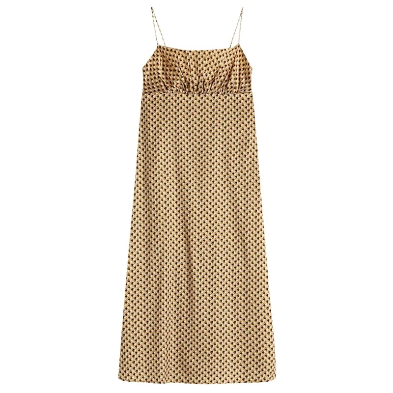 Женское длинное платье с принтом сексуальное без рукавов на бретельках летние