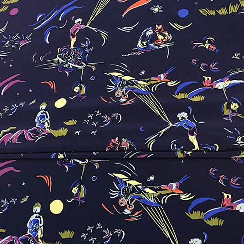 Шелковый крепдешин с абстрактным дизайном толщина 18 момме SCDC1030|Ткань| |