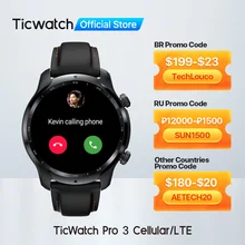 TicWatch Pro 3 LTE Wear OS Smartwatch Vodafone DE/UK Mens Sports Watch Snapdragon Wear 4100 8GB ROM 3 to 45 Days Battery Life