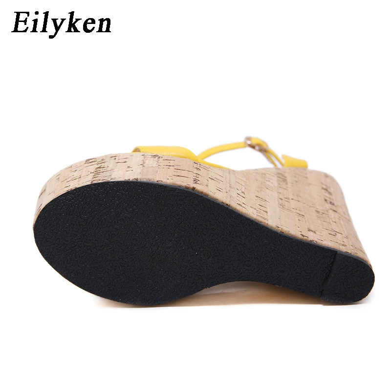 Eilyken/женские босоножки на танкетке с открытым носком и ремешком на щиколотке; женские сандалии-гладиаторы на очень высоком каблуке с закрытой пяткой; летние сандалии с пряжкой