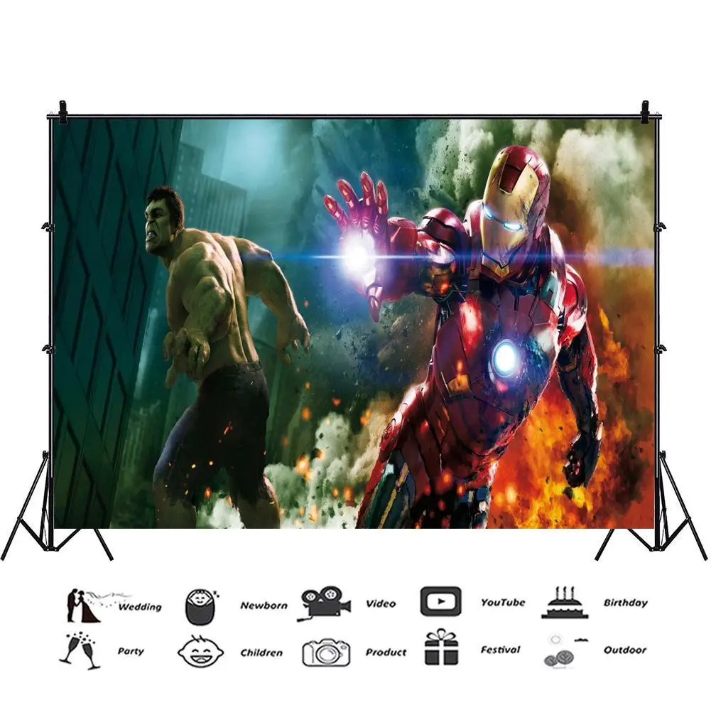 Виниловый фон для фотосъемки с изображением героев фильма Супер герои - купить по