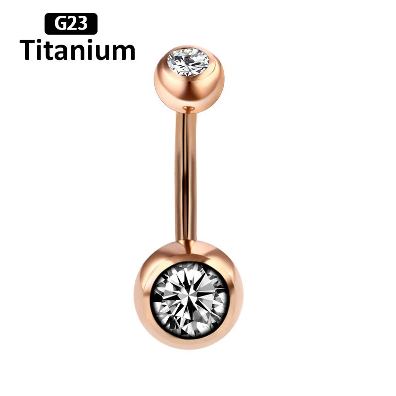 10PC ASTM F136 Titanium Piercing 14G CZ Belly Button Ring Curved Navel 6/8/10/12/14/16mm Bar Length Barbell Body Jewelry Rings