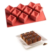 9 cavity cube square shape silicone mold for cake decorating tools diy dessert cake moulds for kitchen baking tool