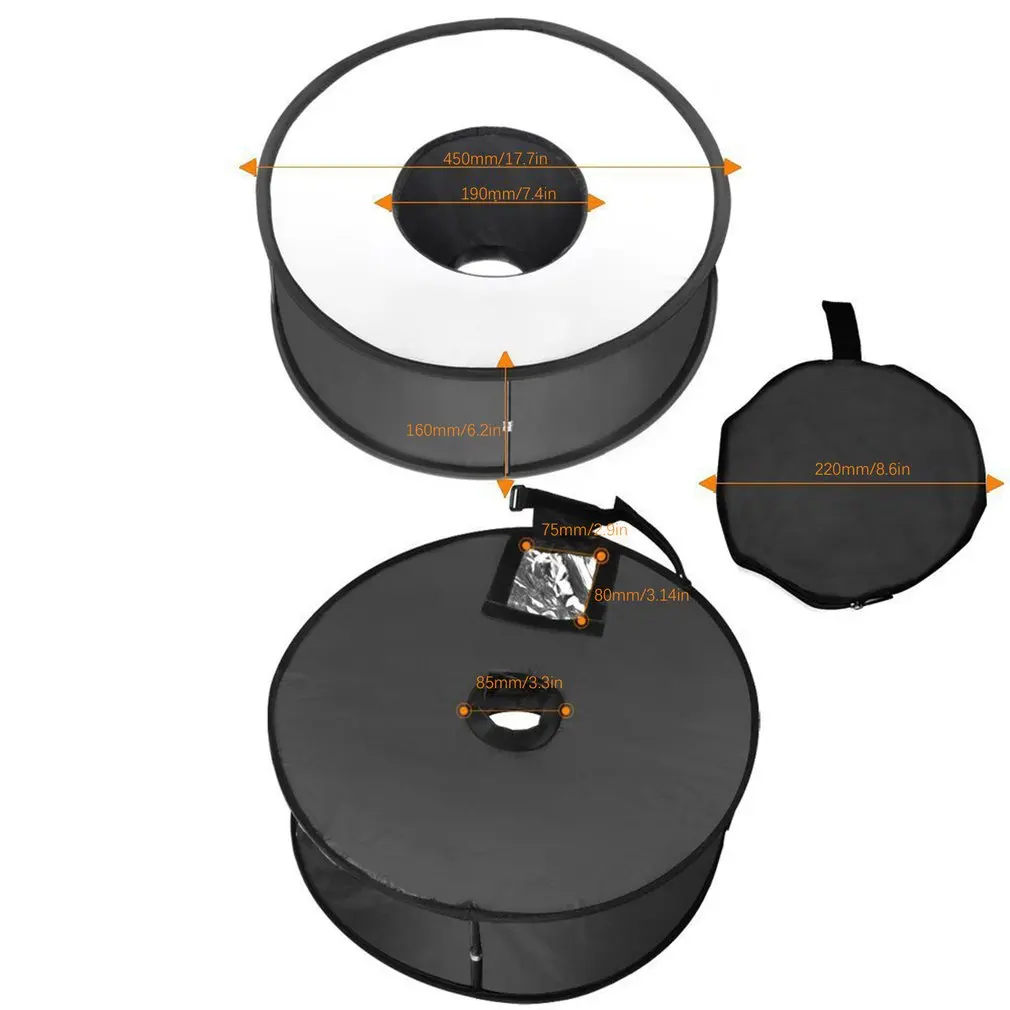 45 см 18 &quotлегко складываемое кольцо Speedlite Flash Softbox Diffuser Reflector для Canon Nikon Godox Macro Shoot