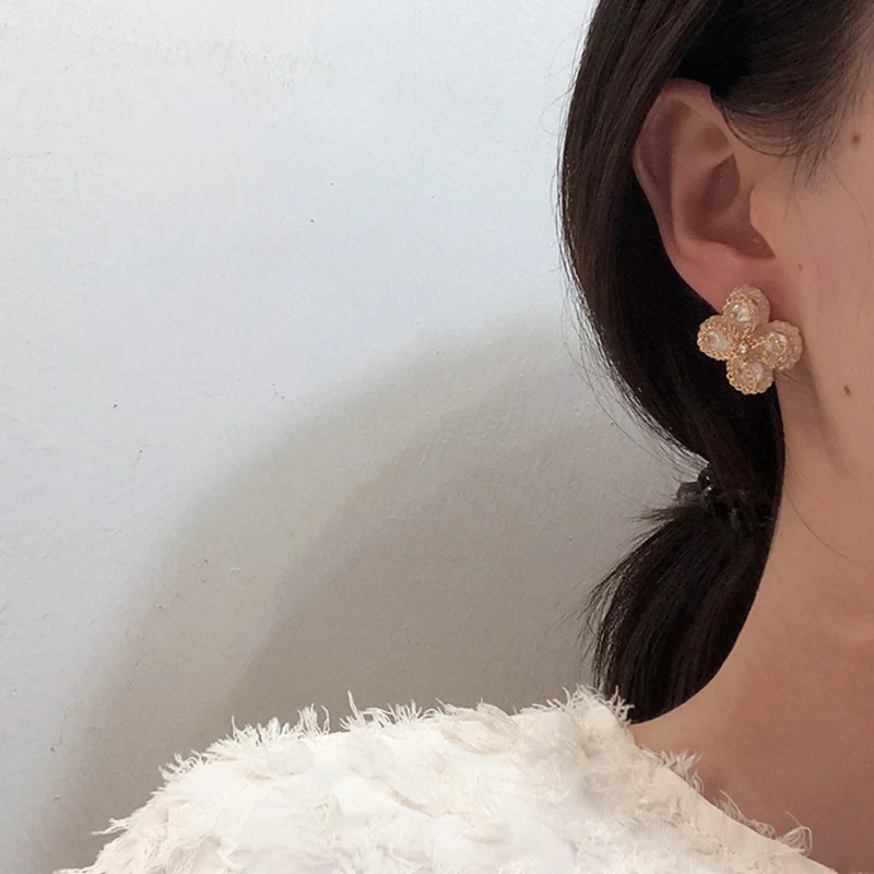 Женские серьги-гвоздики с пресноводным жемчугом MENGJIQIAO винтажные ручной работы