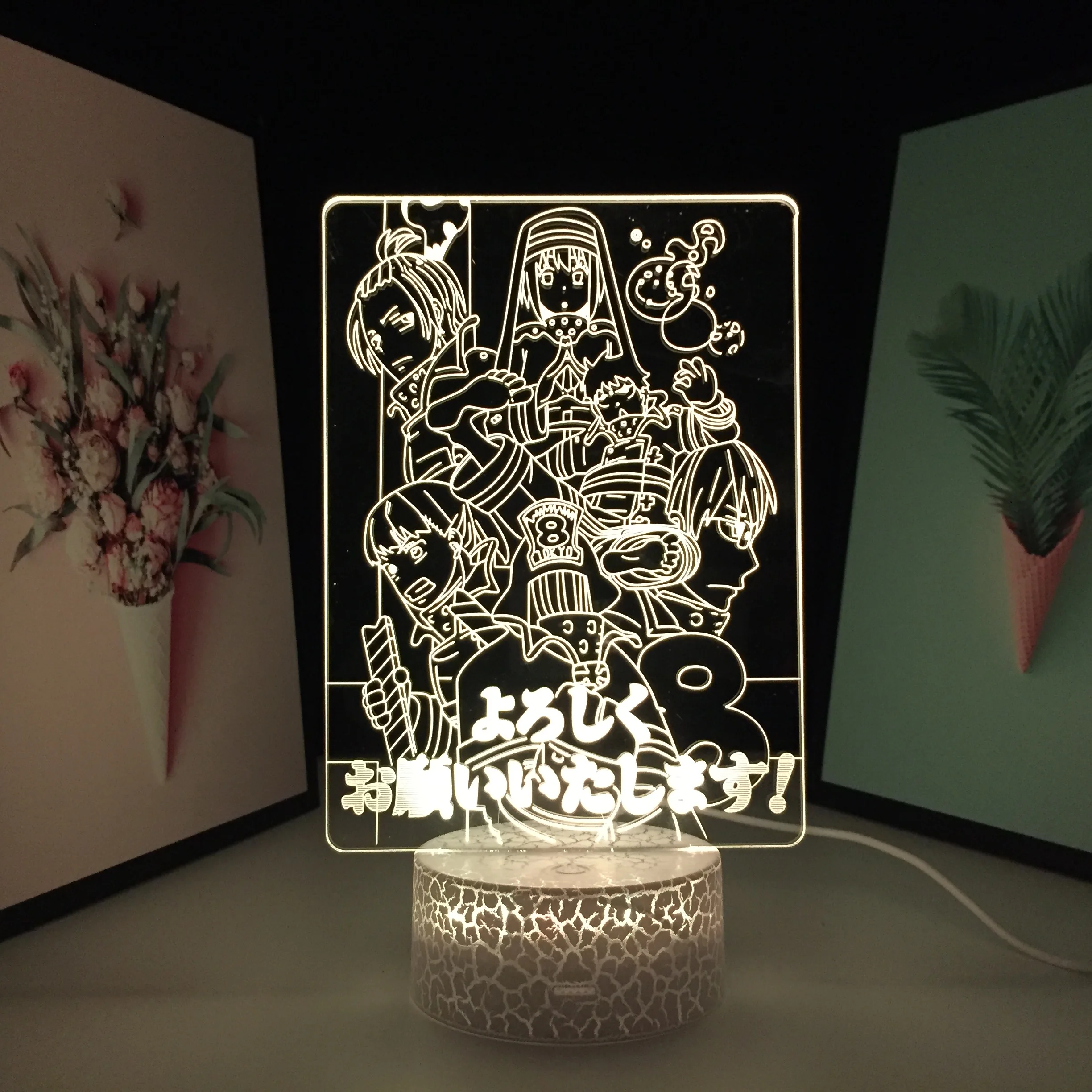 

Fire Force Anime Figure 3D LED Night Light for Birthday Gift Bedroom Decoration Fire Force Manga Room Table Lamp