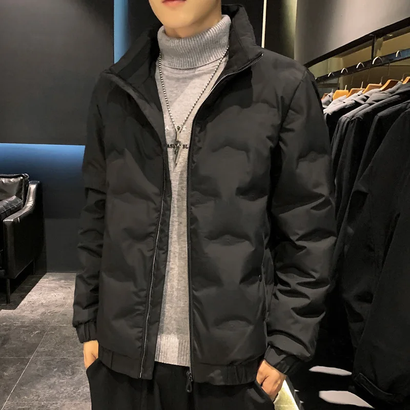 Men's Down Padded Jacket Winter Warm Windproof Coat Glued Quilting Padding Outwear Solid Color Casual Jacket Male Clothes