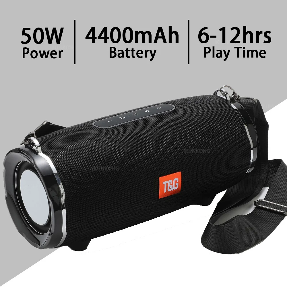 

Altavoz Bluetooth TG187 De 50w, Subwoofer, altavoz al aire libre impermeable, AUX, TF, USB, Boombox