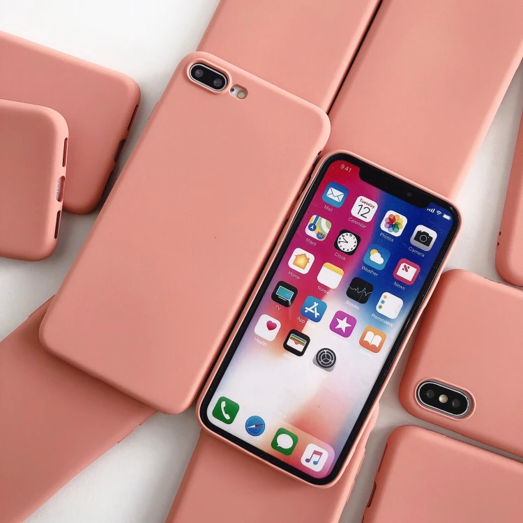 Однотонный матовый чехол для телефона iphone 6 S s 7 8 Plus 11 12 Pro Xr x xs max SE 2020 Коралловый